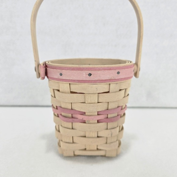 Longaberger Basket American Cancer Society White Washed Pink Blonde Handle 2002 - Picture 6 of 11